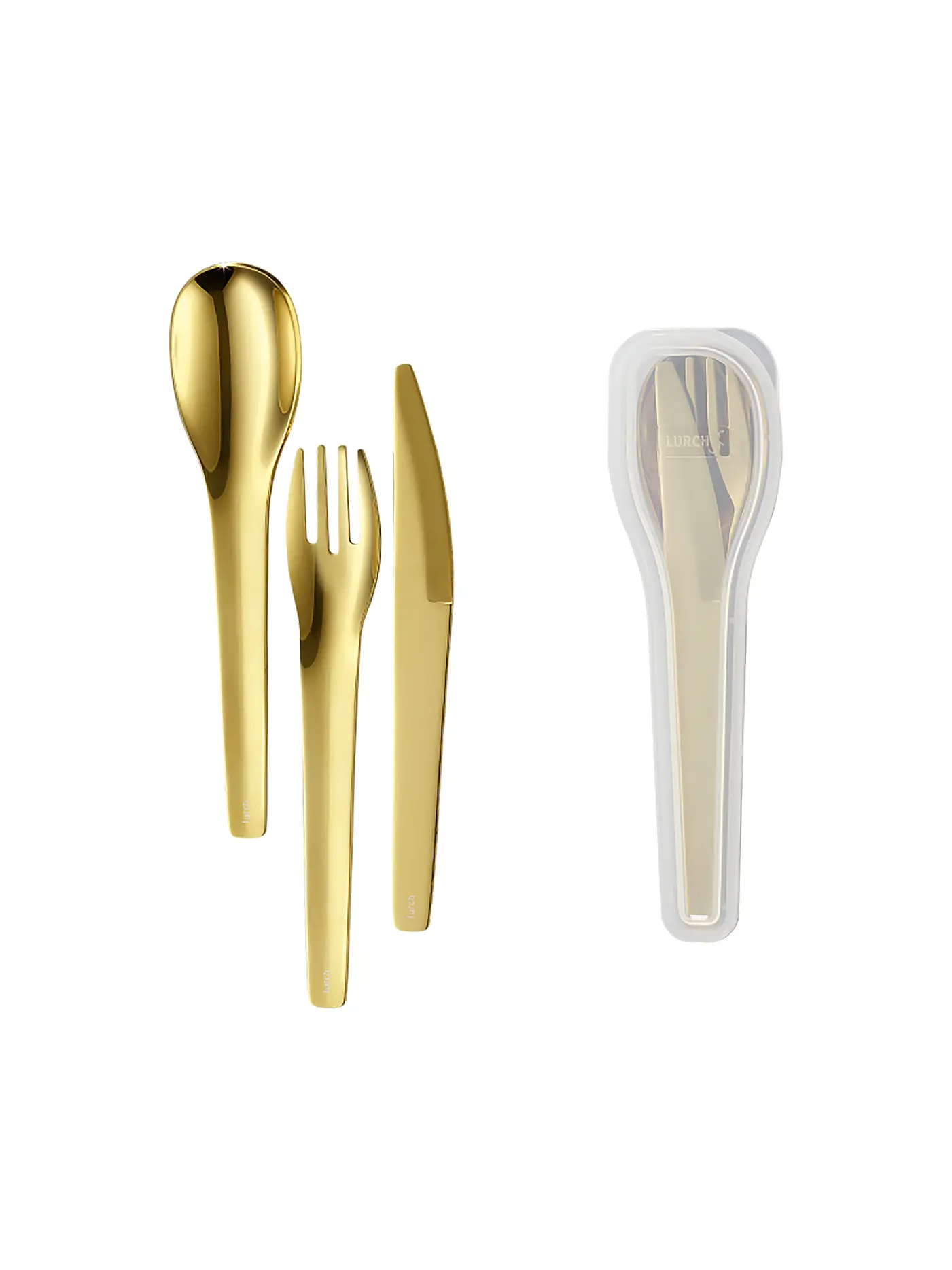 LURCH | Besteck-TO-GO Edelstahl 3tlg gold inkl. Aufbewahrungs-Box | 